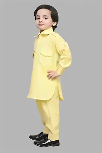 TADEO Cotton Kurta Pajama Set for Boy's Kids | Ethenic Wear For Children | Pathani Suit Set For Toddlers | Full Sleeve | 9-10 Years, Yellow-thumb2