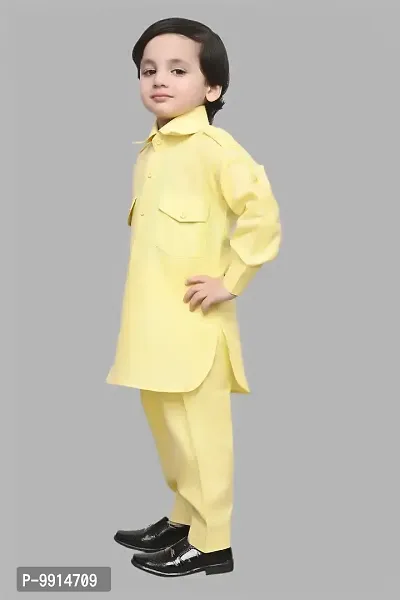 TADEO Cotton Kurta Pajama Set for Boy's Kids | Ethenic Wear For Children | Pathani Suit Set For Toddlers | Full Sleeve | 9-10 Years, Yellow-thumb3