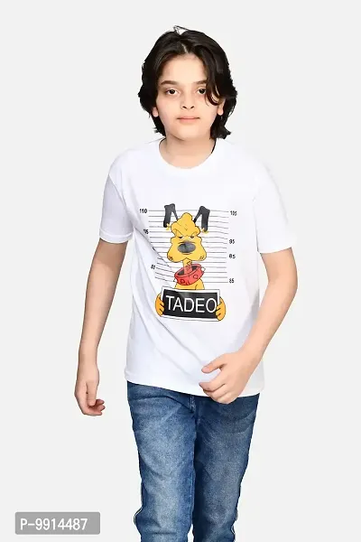 TADEO Boys Tshirt Combo Pack | Unisex Kids T-Shirt Combo Set| Regular Fit Round Neck Stylish Printed Tees/Tshirt | Cotton Blend, 2 Pcs, Black & White, 9-10 Years-thumb5