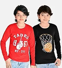 TADEO Boys Tshirt Combo Pack | Unisex Kids T-Shirt Combo Set| Regular Fit Round Neck Stylish Printed Tees/Tshirt | Cotton Blend, 2 Pcs, Black & Red, 12-13 Years-thumb4
