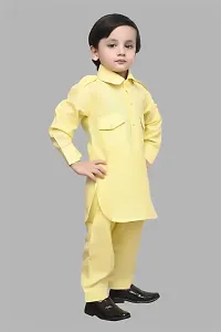 TADEO Cotton Kurta Pajama Set for Boy's Kids | Ethenic Wear For Children | Pathani Suit Set For Toddlers | Full Sleeve | 9-10 Years, Yellow-thumb1