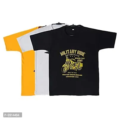 TADEO Boys Tshirt Combo Pack | Unisex Kids T-Shirt Combo Set| Regular Fit Round Neck Stylish Printed Tees | Cotton Blend, 3 Pcs, Yellow, White & Black, 9-10 Years