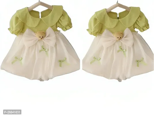 Classic Cotton Blend Printed Dress for Kids Girls-thumb0