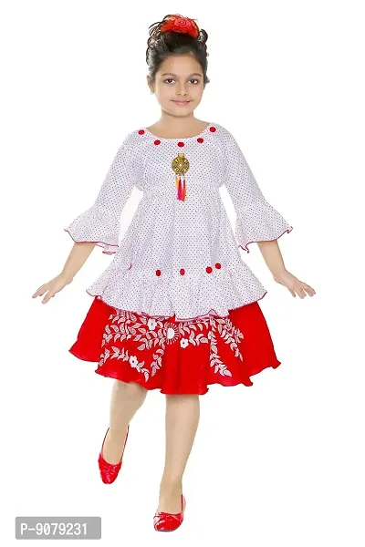 Fashion Cute Comfy Girl's Knee-Length Tulip Top  Skirt - Frocks and Dresses