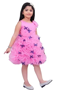 Butterfly Applique Sleeveless Rayon Frock for Girls-thumb1