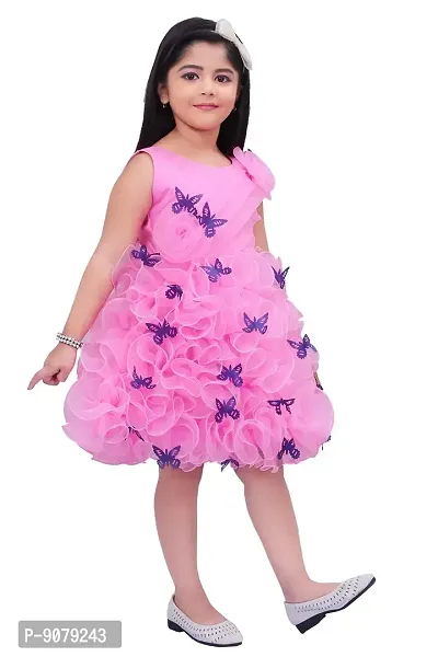 Butterfly Applique Sleeveless Rayon Frock for Girls-thumb3