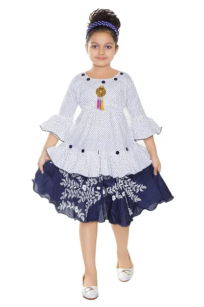 Fashion Cute Comfy Girl's Knee-Length Tulip Top & Skirt - Frocks and Dresses