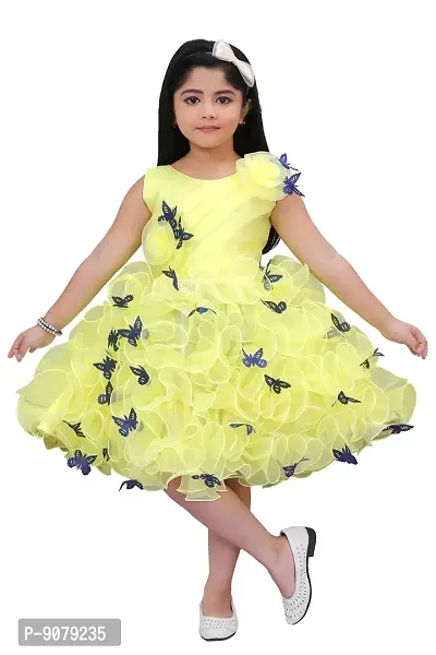 Butterfly Applique Sleeveless Rayon Frock for Girls