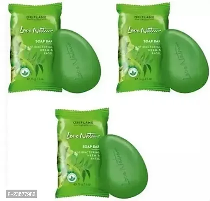 Love Nature Soap Bar Antibacterial Neem Basil 75Gm Each Pack Of 3