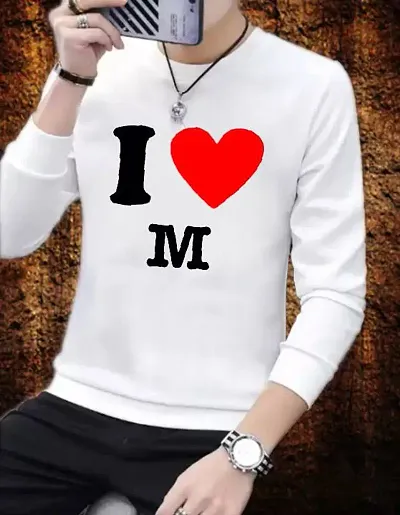 Stylish White Polyester Printed Round Neck Tees For Men