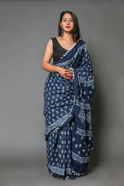 Shivanya Handicrafts Women's Plain Weave Cotton Saree with Blouse Piece (AS061_Multicolour)
