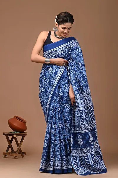 Trending Cotton Saree with Blouse piece 