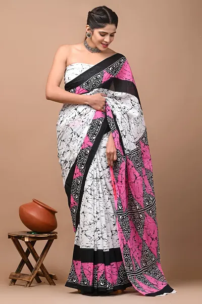 New In Mulmul Cotton Saree with Blouse piece 