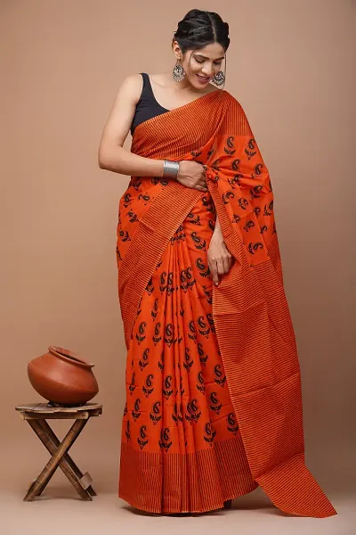 Trending Cotton Saree with Blouse piece 