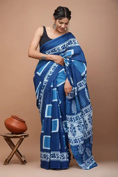 Stylish Women Chanderi Silk Saree with blouse Piece