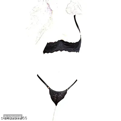 Women Sexy Lace Front Open Bra and Panty Lingerie Set Free Size-thumb3