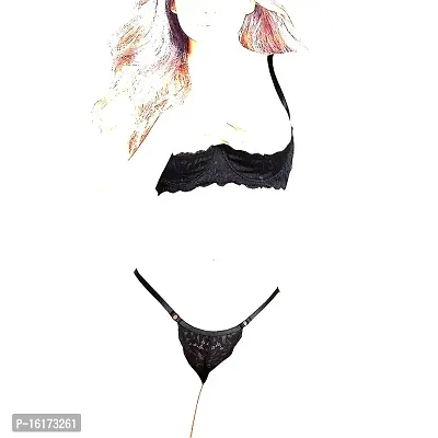 Buy Psychovest Women's Sexy Lace Open Crotch Bra and Panty Lingerie Set  Free Size (Black) Online In India At Discounted Prices