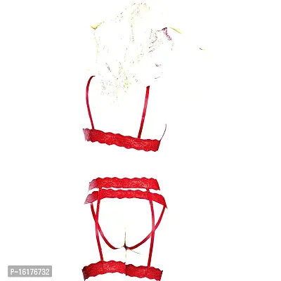 Buy Psychovest Women's Sexy Lace Front Open Bra and Cross Hipster Lingerie  Set (Red) Online In India At Discounted Prices