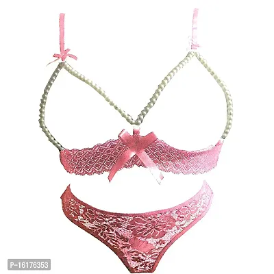 Buy Psychovest Red Lace Open Crotch Bra And Panty Lingerie Set
