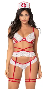 Psychovest Women's Lace sexy Garter Roleplay Costume bra and panty lingerie set-thumb2