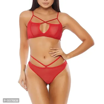 Buy Psychovest Women's Sexy See Through Bra and Panty Lingerie Set Free  Size (Red) Online In India At Discounted Prices