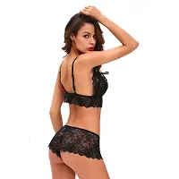 Womens Sexy Lace Open Crotch Bra and Panty Lingerie Set-thumb1