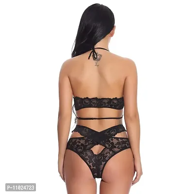 Womens Sexy Lace Crisscross Design Bra and Panty Set-thumb2