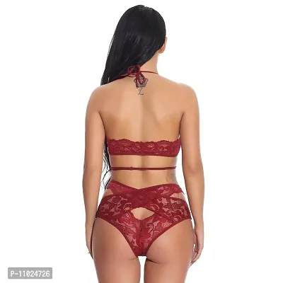 Womens Sexy Lace Crisscross Design Bra and Panty Set-thumb3