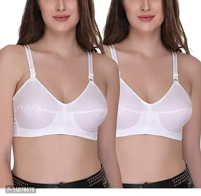 Solid Cotton White Padded Bra For Women-Pack Of 2-thumb0