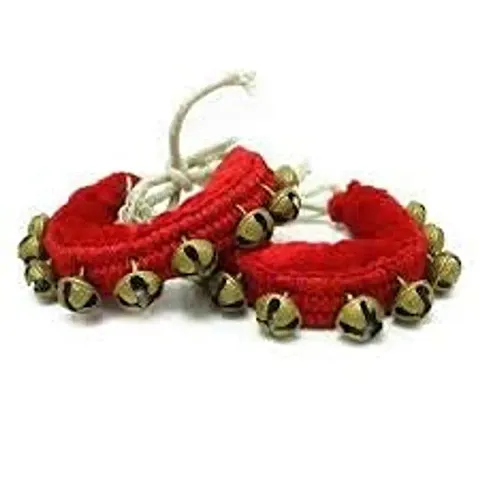 PRANCHI Indian Culture Best Dance Metal brass Anklets Bells Ghunghroo Set Of 1 For Man And Woman In Red Pad