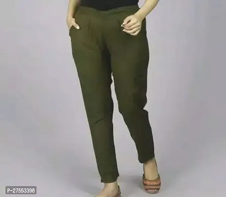 Stylish Green Rayon Solid Trousers For Women