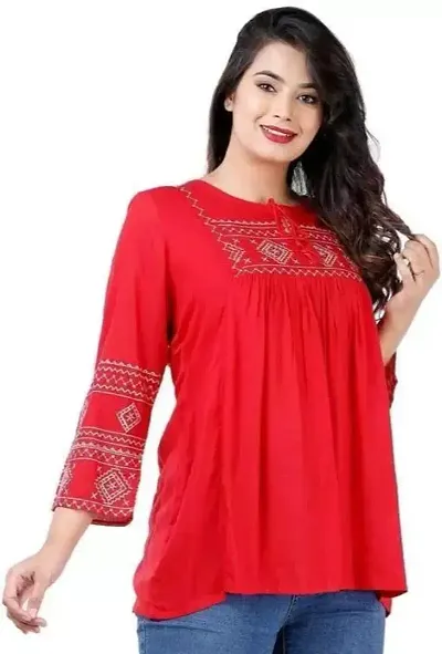 Elegant Rayon Self Design Tunic For Women