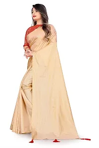 Tanviv fashion Care Women's Banarasi Silk Saree With Blouse (tans001_Beige)-thumb1
