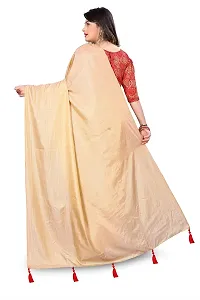 Tanviv fashion Care Women's Banarasi Silk Saree With Blouse (tans001_Beige)-thumb2