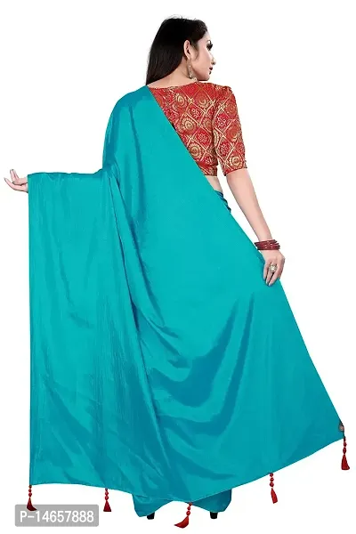 Tanviv fashion Care Women's Banarasi Silk Saree With Blouse (tans001_Sky Blue)-thumb3