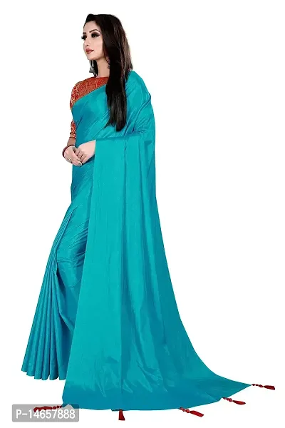 Tanviv fashion Care Women's Banarasi Silk Saree With Blouse (tans001_Sky Blue)-thumb2