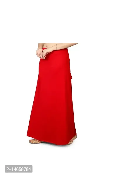 TFC Saree Petticoat Shapewear Saree Skirt Saree Silhouette Smooth Stretchable Shape Wear Body Shaper Petticoat for Saree for Women with Drawstring (Red)-thumb2