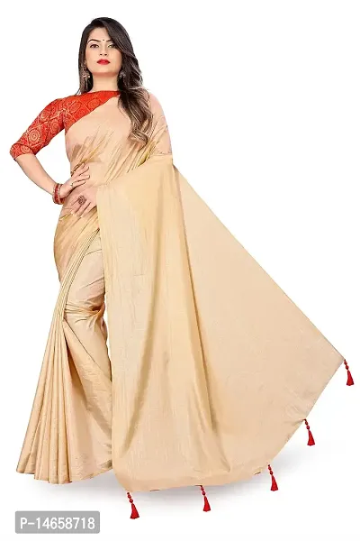 Tanviv fashion Care Women's Banarasi Silk Saree With Blouse (tans001_Beige)-thumb0