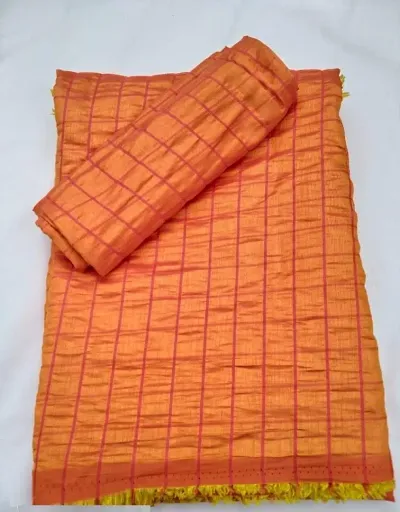 Cheks Woven Saree With Unstiched Blouse For Women