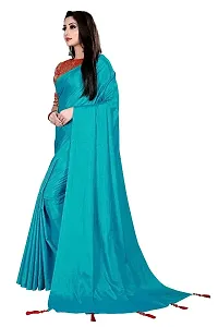 New Designer Plain Sana Silk Saree With Banarasi Jecard Unstiched Blouse-thumb1