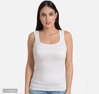 Elegant White Cotton Solid Top For Women