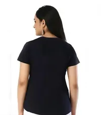 Elegant Black Cotton Solid Tshirt For Women-thumb1