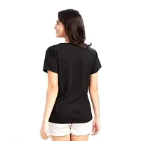 Elegant Black Cotton Printed Tshirt For Women-thumb1