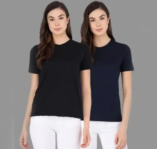 Elegant Solid Tshirt For Women Pack Of 2