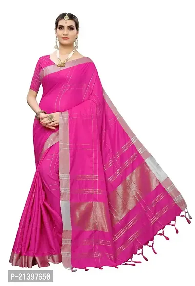 Fancy Cotton Blend Saree without Blouse piece For Women-thumb0