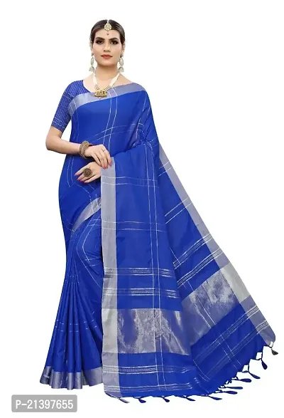 Fancy Cotton Blend Saree without Blouse piece For Women-thumb0