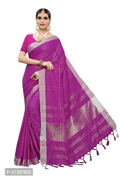 Fancy Cotton Blend Saree without Blouse piece For Women-thumb0