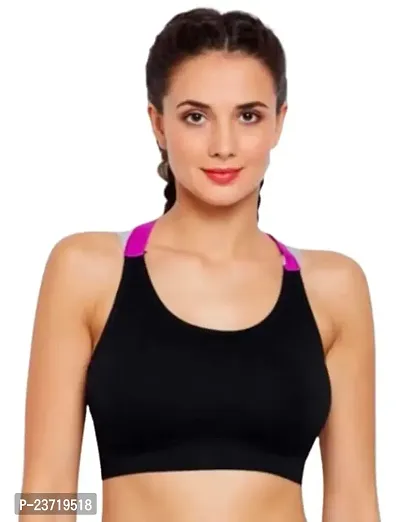 Women's Polyamide, Nylon  Spandex Lightly Padded Wired Sports Bra (34, Black)-thumb0