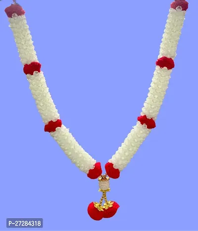 White and Red Colour 18 inch Handmade Artificial (RED) Jasmine Mala/Garland for God/Idol/Photo (Pack of 01)-thumb0