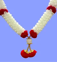 White and Red Colour 18 inch Handmade Artificial (RED) Jasmine Mala/Garland for God/Idol/Photo (Pack of 01)-thumb2